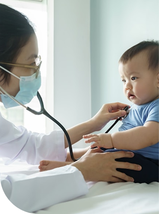 Medical professional with child
